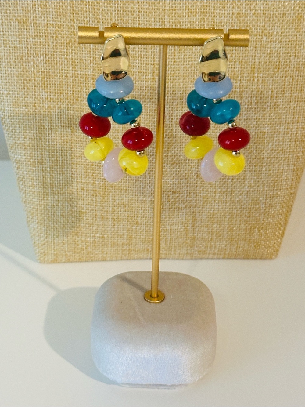 Fashion Jewelry Multicolor Glass Bead Cluster Drop Earrings